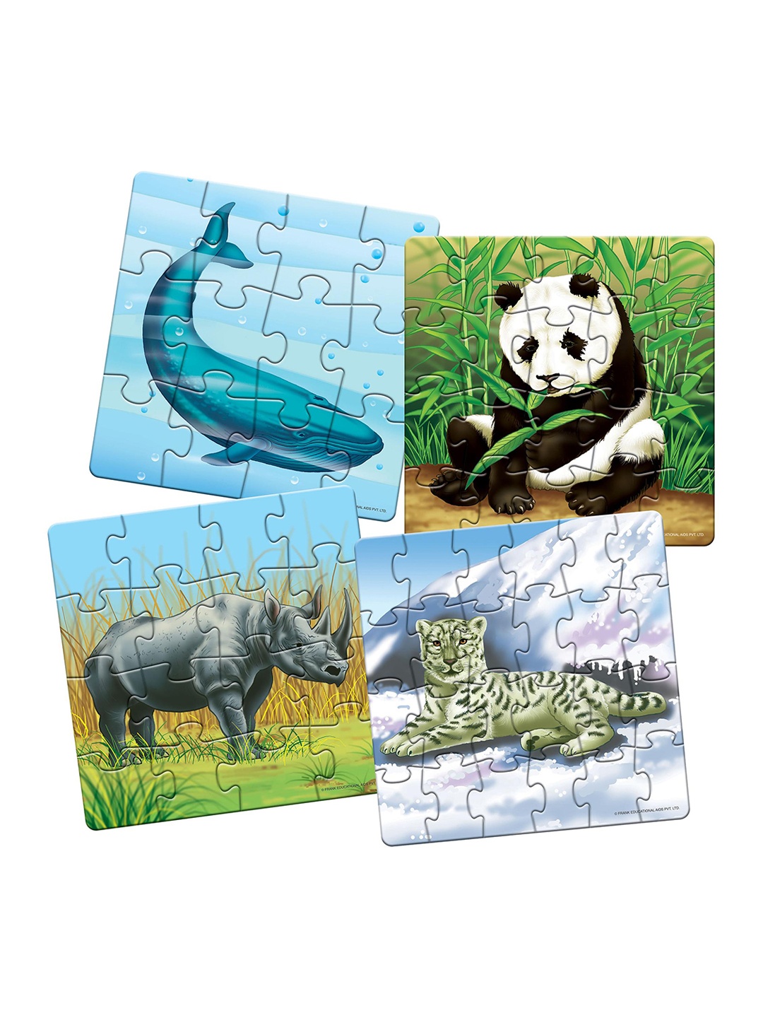 

Frank Kids Set of 4 Endangered Animals Puzzles Learning and Development Toys, Blue