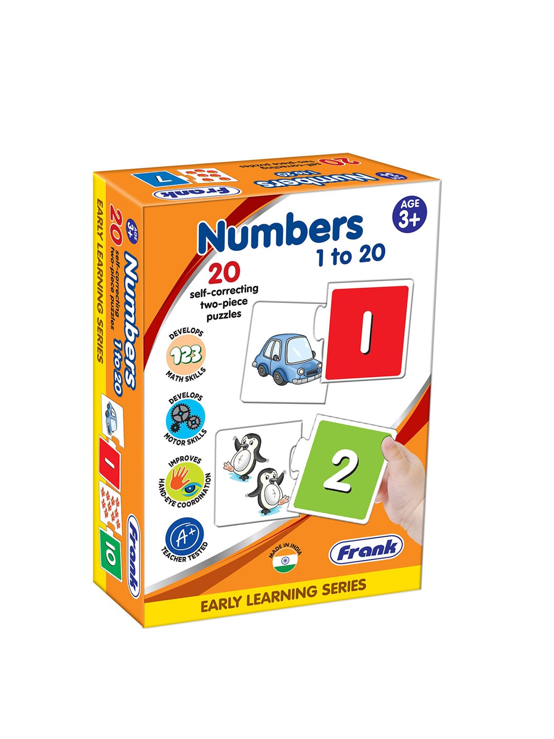 

Frank Kids Numbers 20 Self-Correcting 2 Piece Puzzle Toy, White