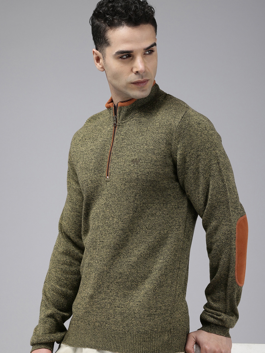 

Wildcraft Mock Collar Long Sleeves Pullover Sweaters, Olive