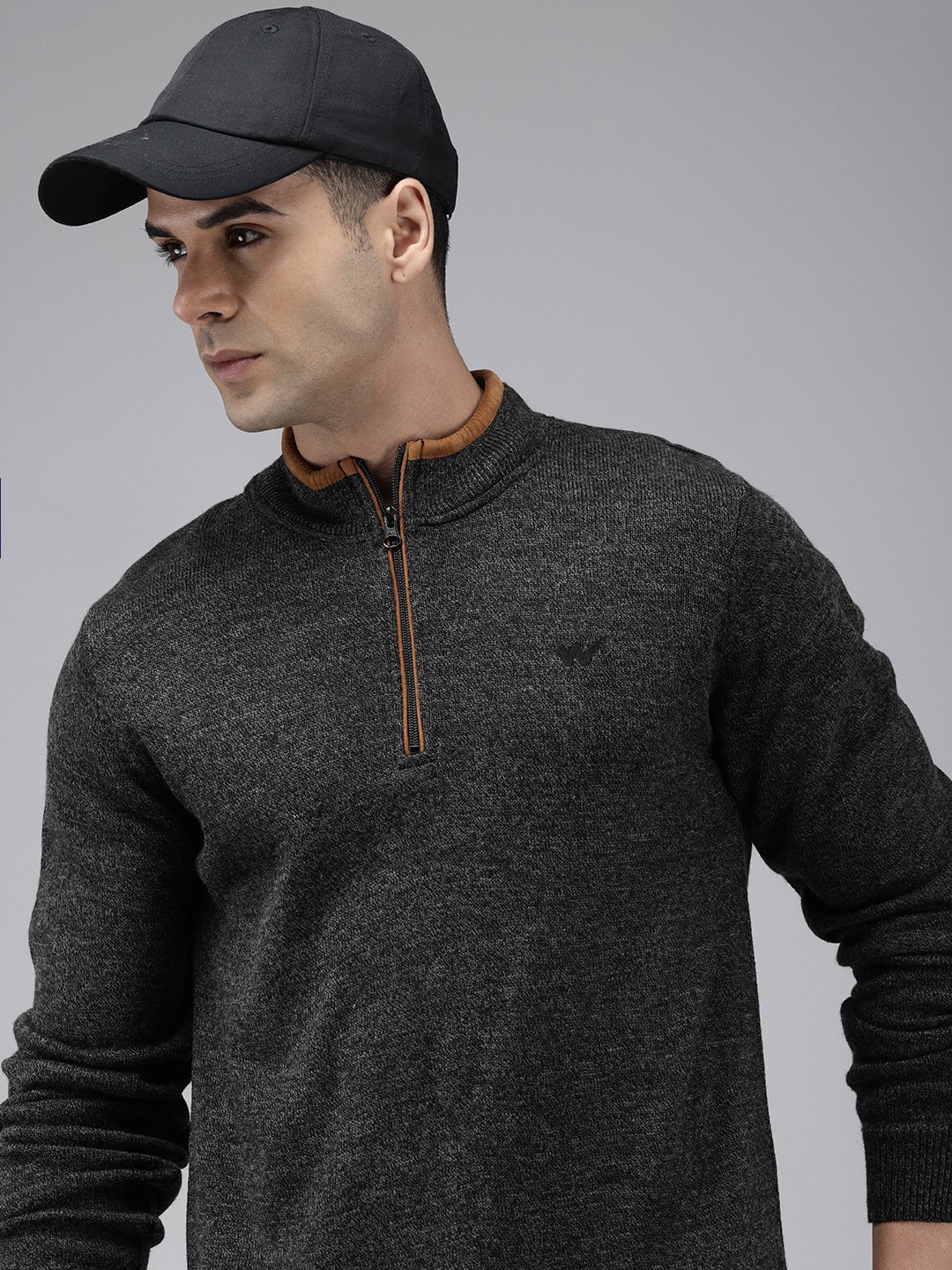

Wildcraft Mock Collar Long Sleeves Pullover Sweaters, Grey