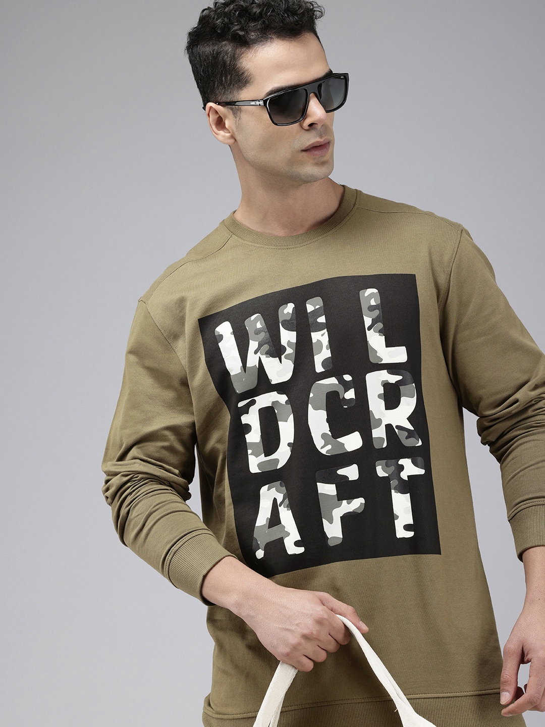 

Wildcraft Typography Printed Crew Neck Pure Cotton Sweatshirt, Olive