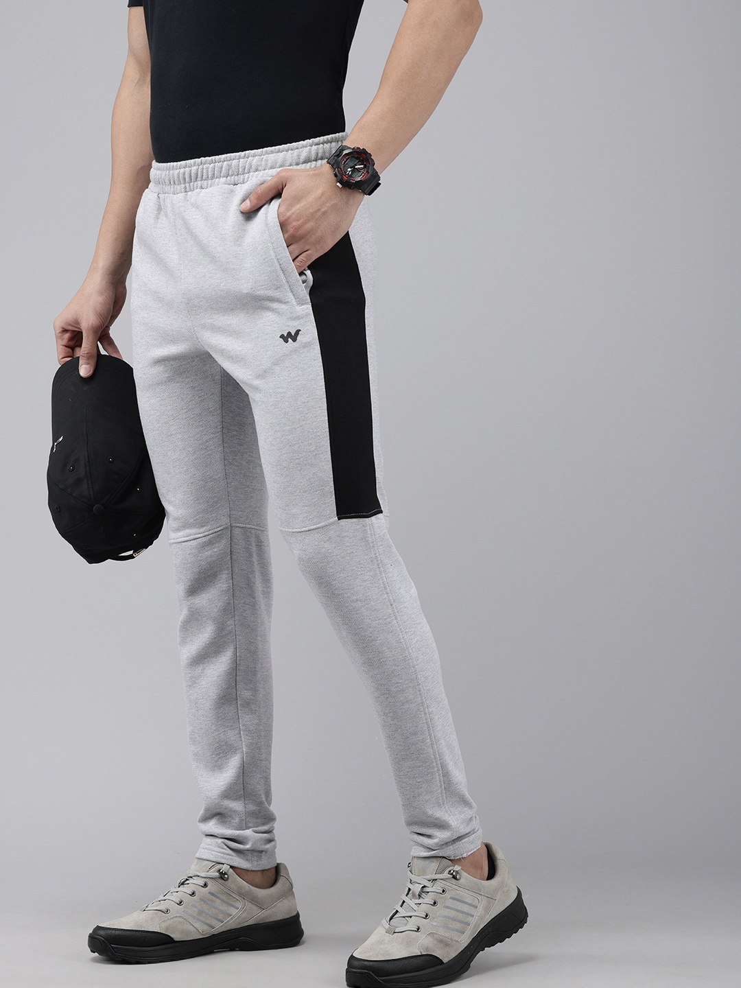 

Wildcraft Men Striped Outdoor Track Pants, Grey melange