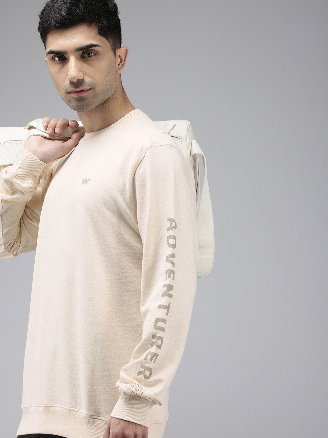 

Wildcraft Typography Detailed Crew Neck Pure Cotton Sweatshirt, Beige