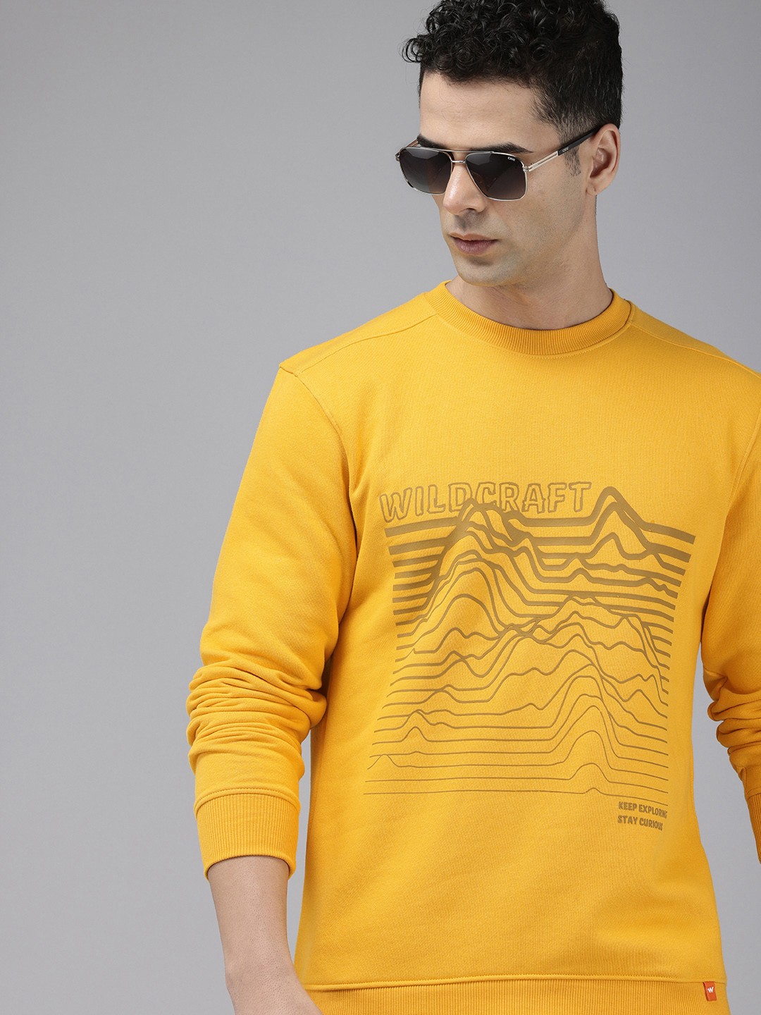 

Wildcraft Graphic Printed Crew Neck Sweatshirt, Mustard