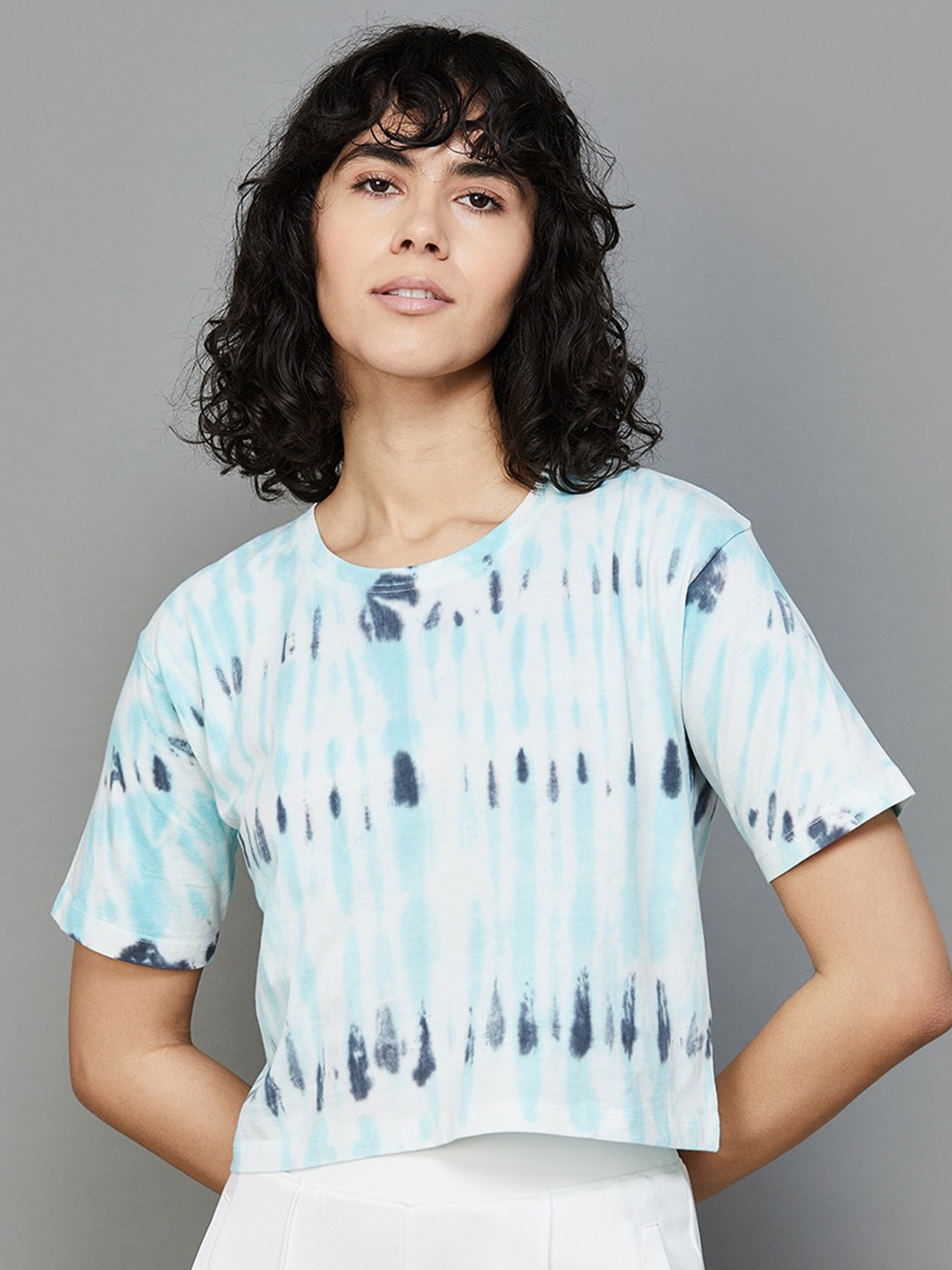 

Kappa Tie-Dye Printed Cotton Crop T-shirt, White