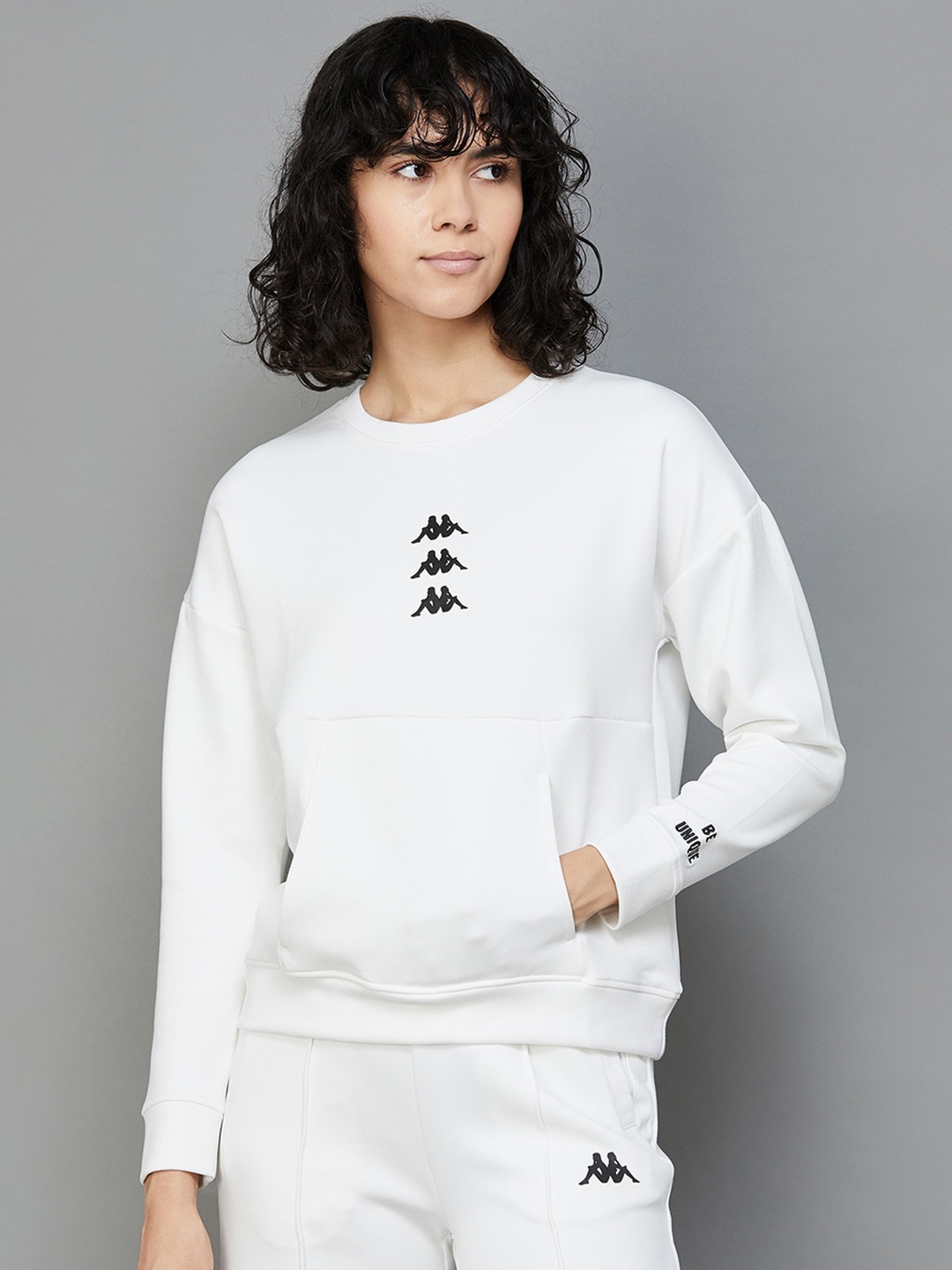 

Kappa Graphic Printed Long Sleeves Pullover Sweatshirt, White
