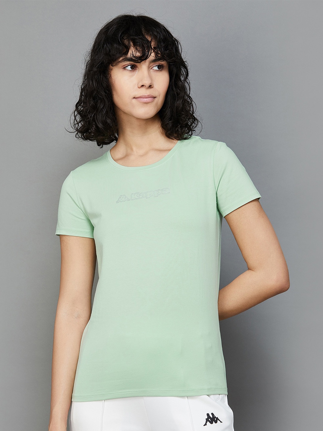 

Kappa Round Neck Cotton T-Shirt, Sea green