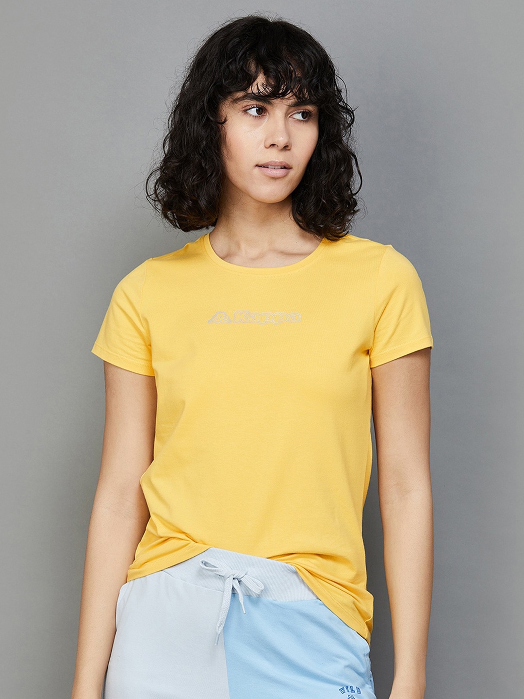 

Kappa Round Neck Cotton Sports T-Shirt, Yellow