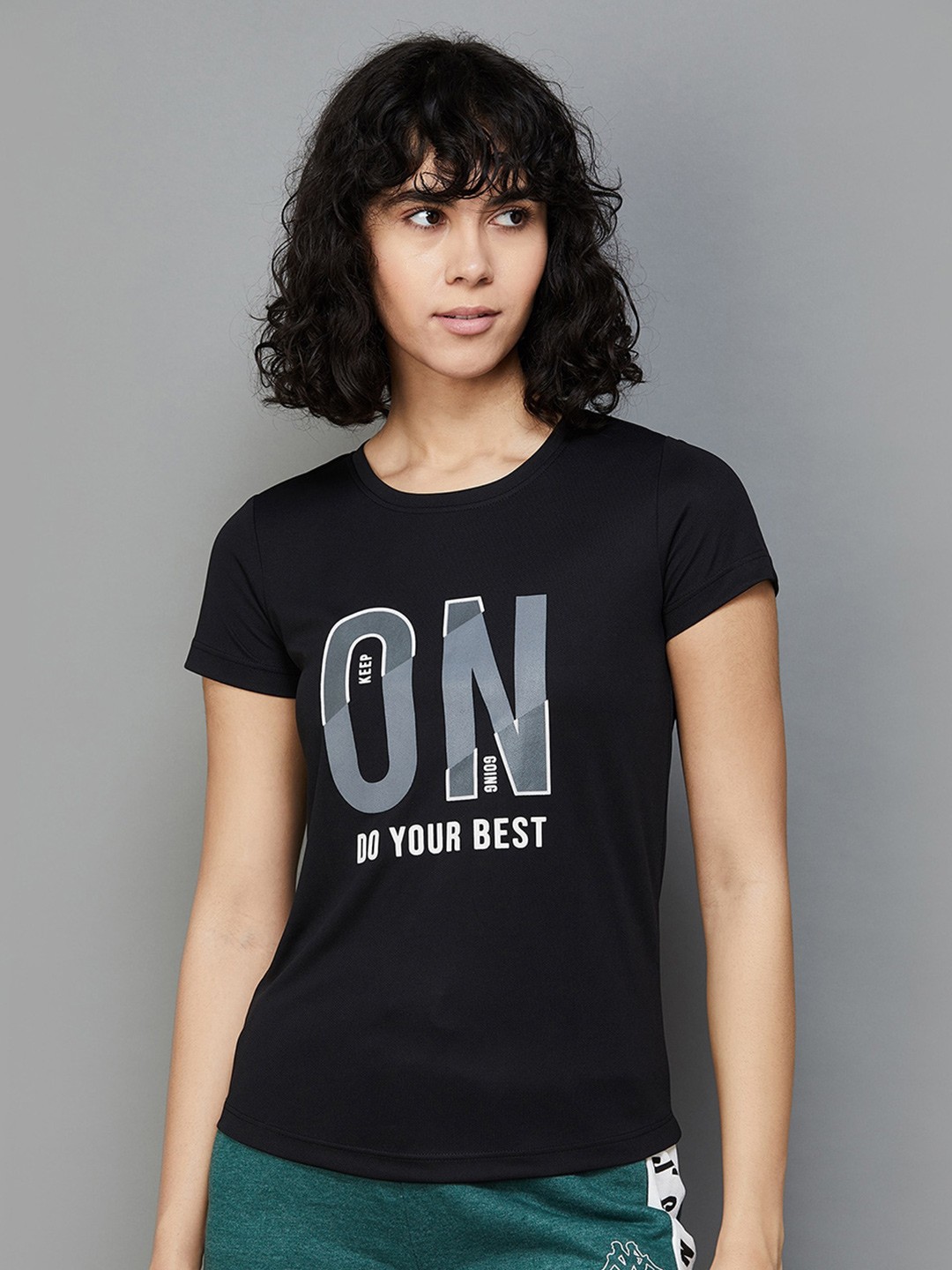 

Kappa Typography Printed Round Neck Sports T-Shirt, Black