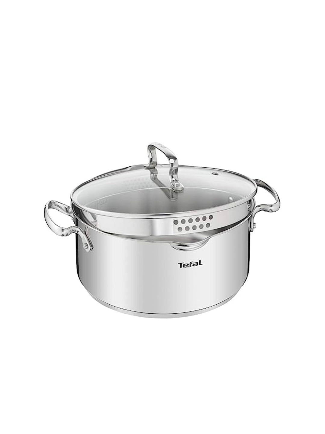 

Tefal Duetto Plus Induction Base Stainless Steel Stew Pot With Glass Lid, Silver