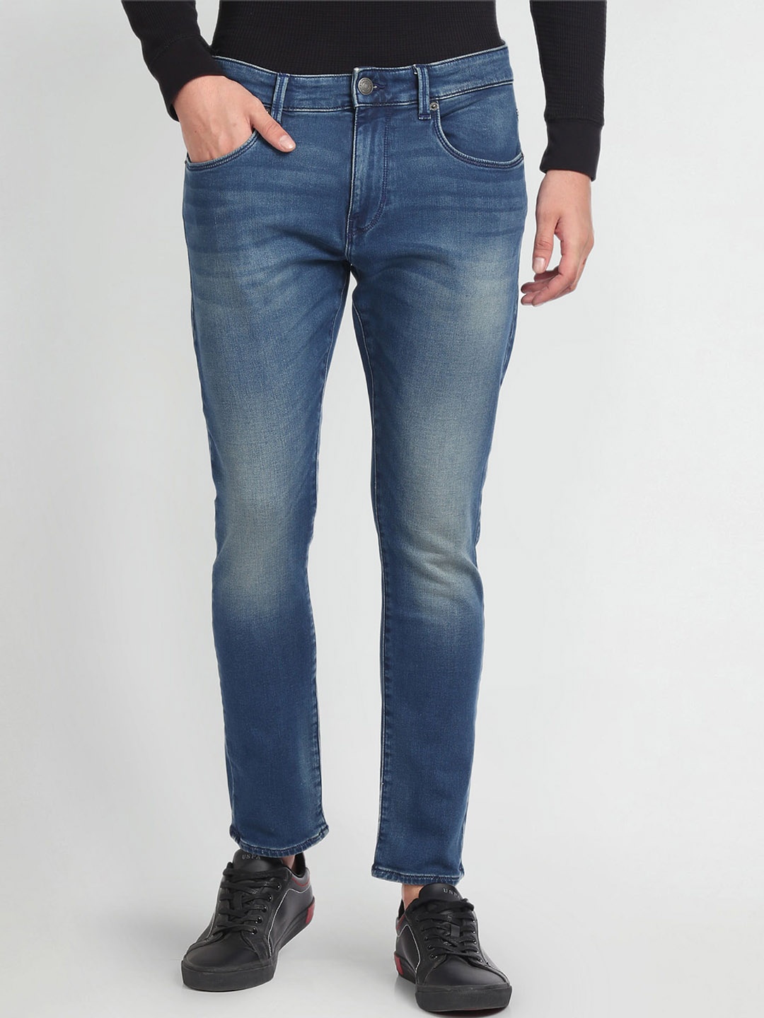 

U.S. Polo Assn. Denim Co. Men Mid Rise Heavy Fade Stretchable Jeans, Blue