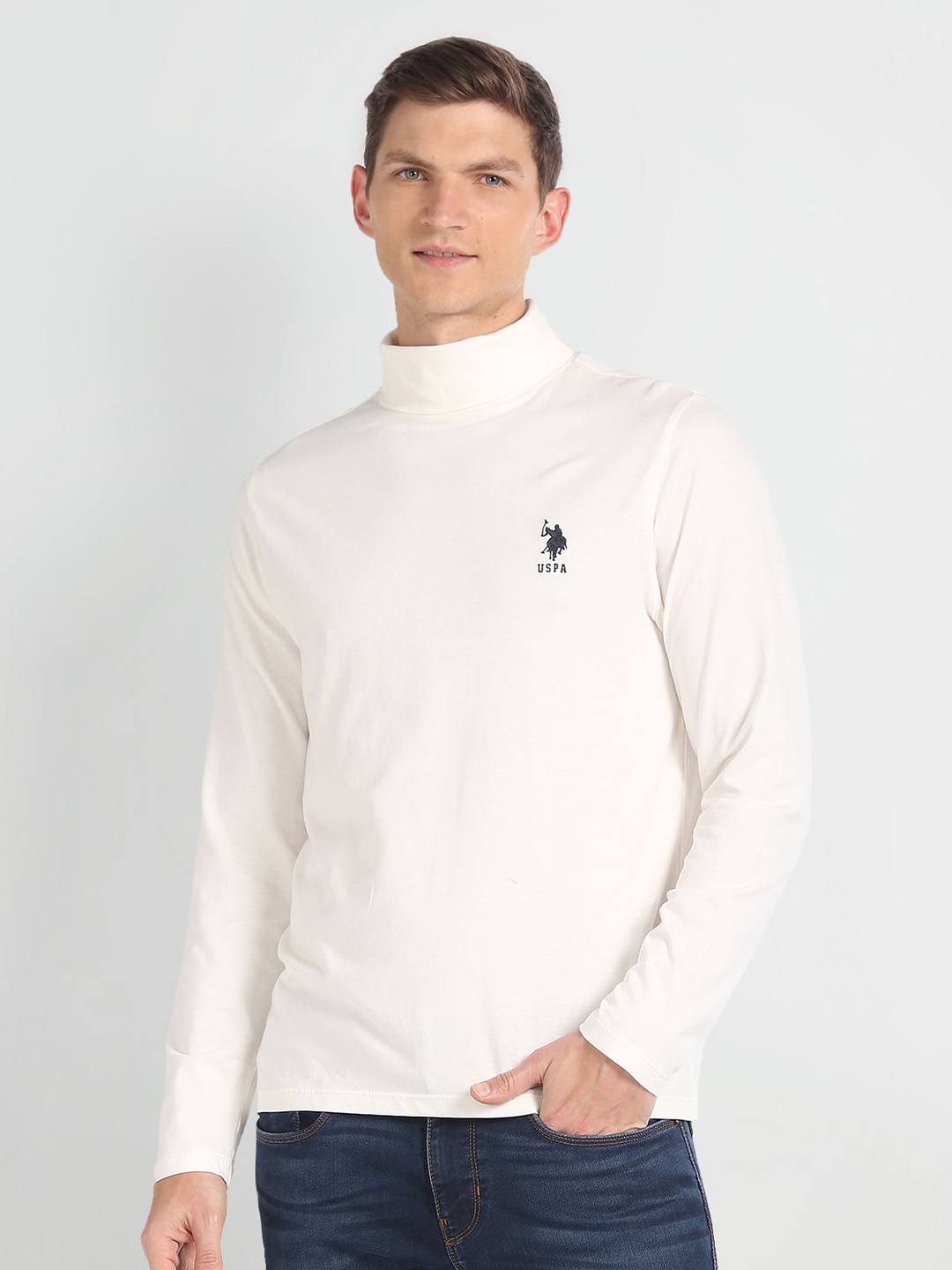 

U.S. Polo Assn. Denim Co. Turtle Neck Slim Fit T-Shirt, White