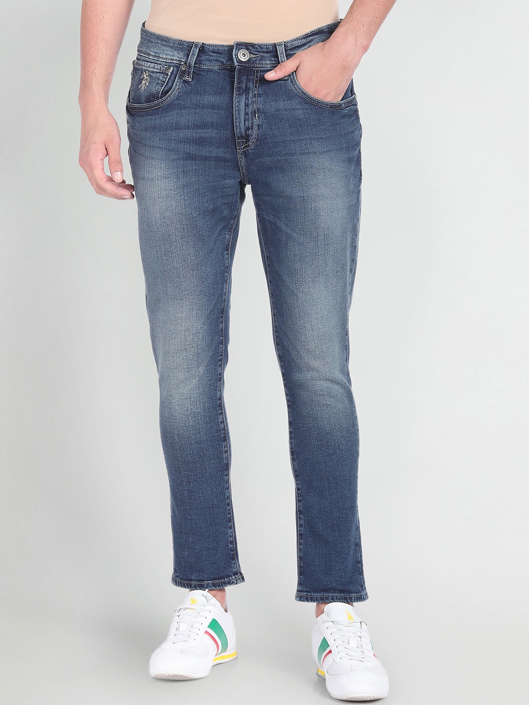 

U.S. Polo Assn. Denim Co. Men Clean Look Heavy Fade Stretchable Jeans, Blue