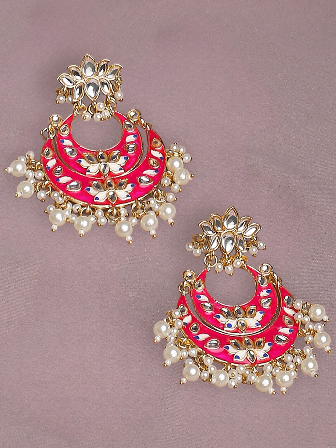 

OOMPH Pink Floral Chandbalis Earrings