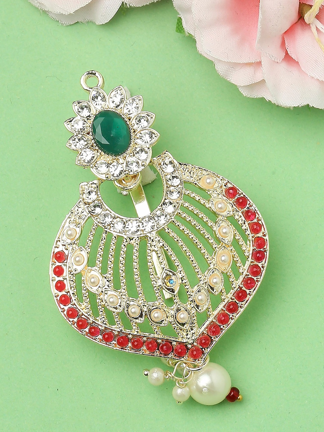 

OOMPH Gold-Plated Artificial Stones and Beads Studded Bun Pin