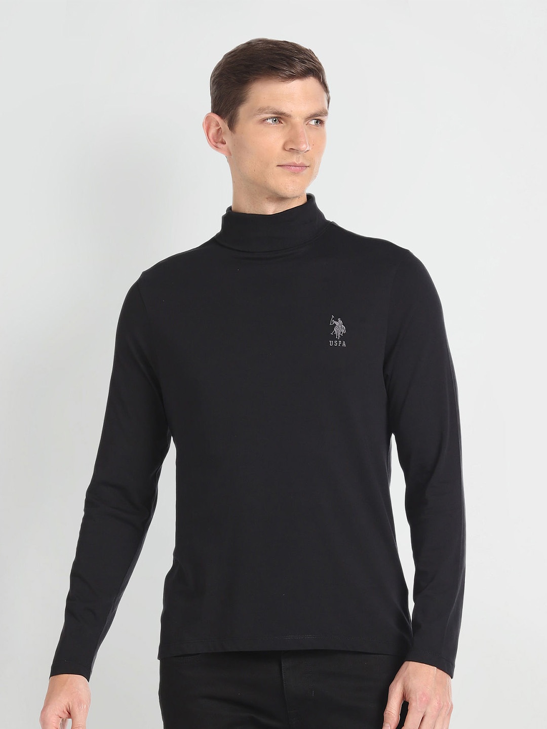 

U.S. Polo Assn. Denim Co. Turtle Neck Slim Fit T-Shirt, Black