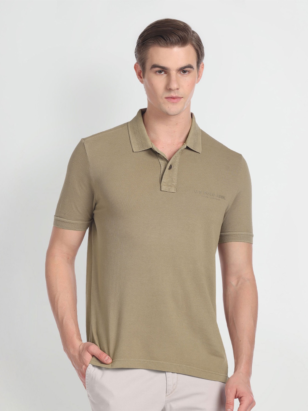 

U.S. Polo Assn. Denim Co. Polo Collar Slim Fit T-Shirt, Beige