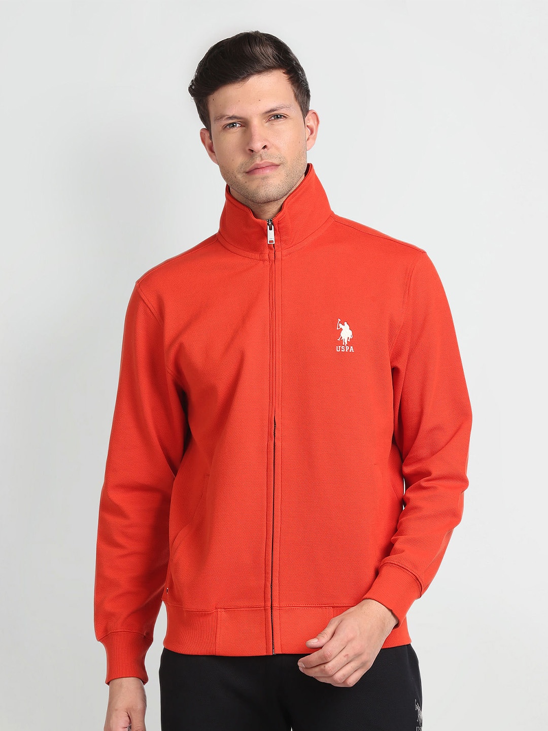 

U.S. Polo Assn. Denim Co. Stand Collar Sweatshirt, Orange