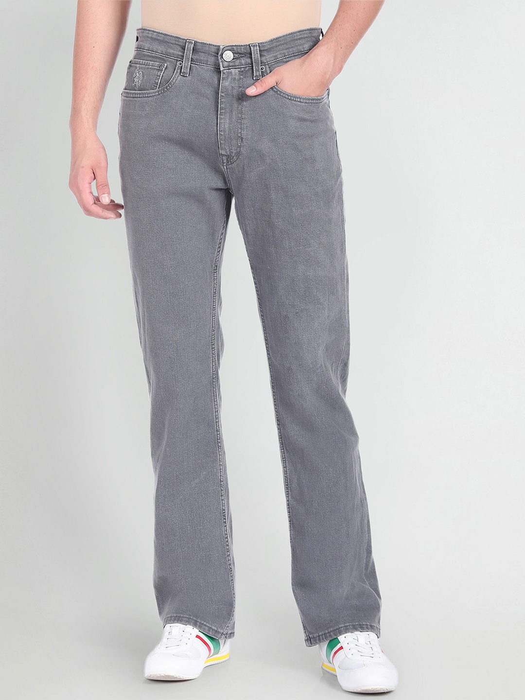 

U.S. Polo Assn. Denim Co. Men Clean Look Bootcut Stretchable Jeans, Grey