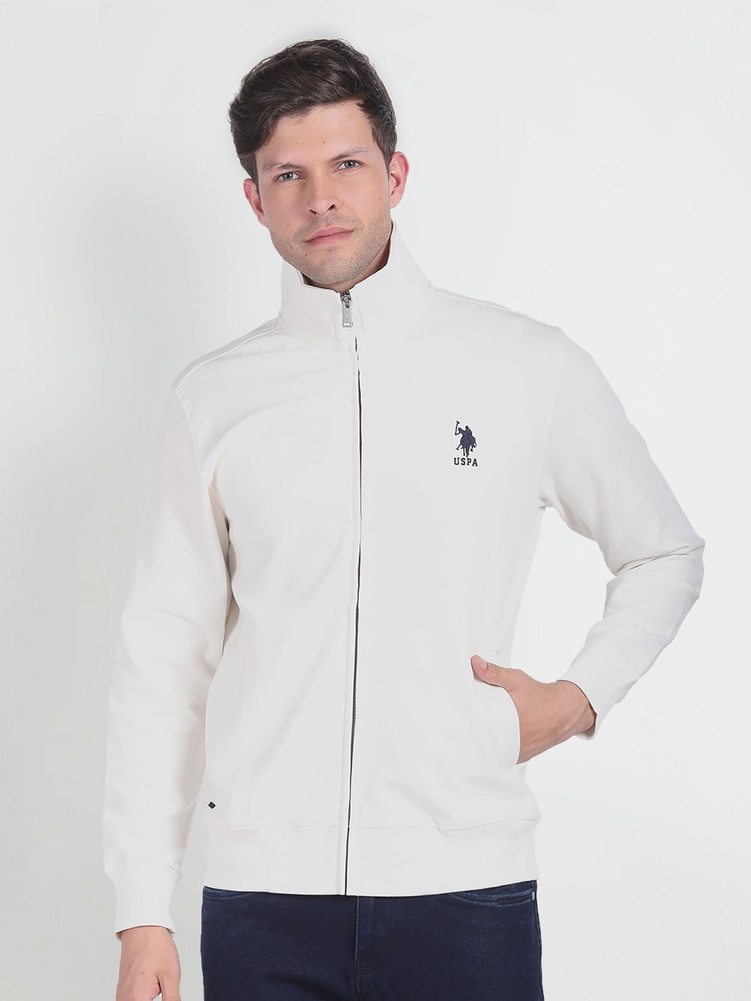 

U.S. Polo Assn. Denim Co. Stand Collar Sweatshirt, White