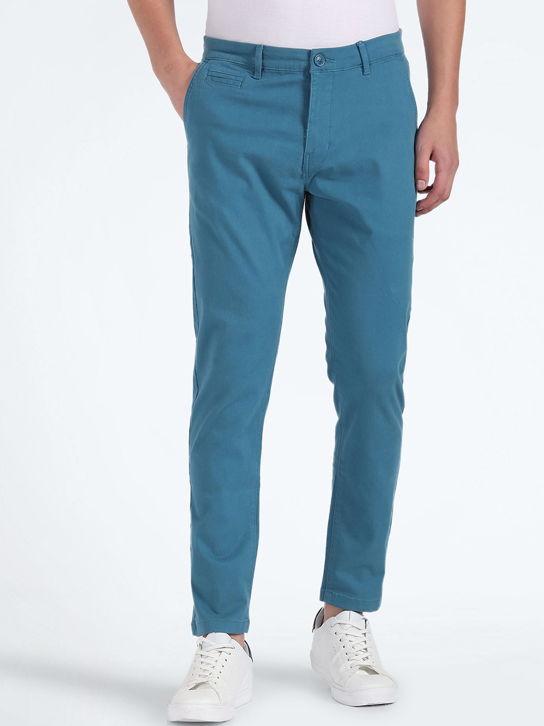 

Flying Machine Men Tapered Fit Chinos Trousers, Blue