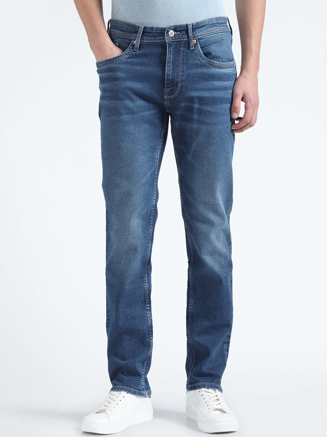 

Flying Machine Men Slim Fit Heavy Fade Stretchable Jeans, Blue