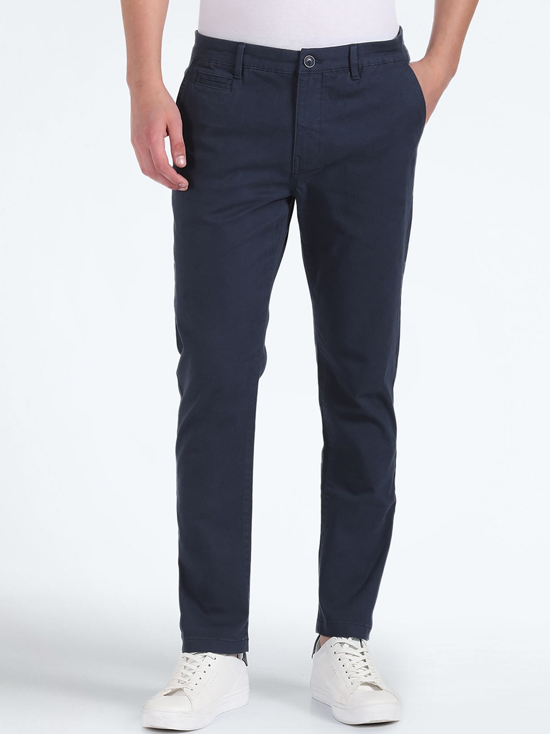 

Flying Machine Men Tapered Fit Chinos Trousers, Navy blue