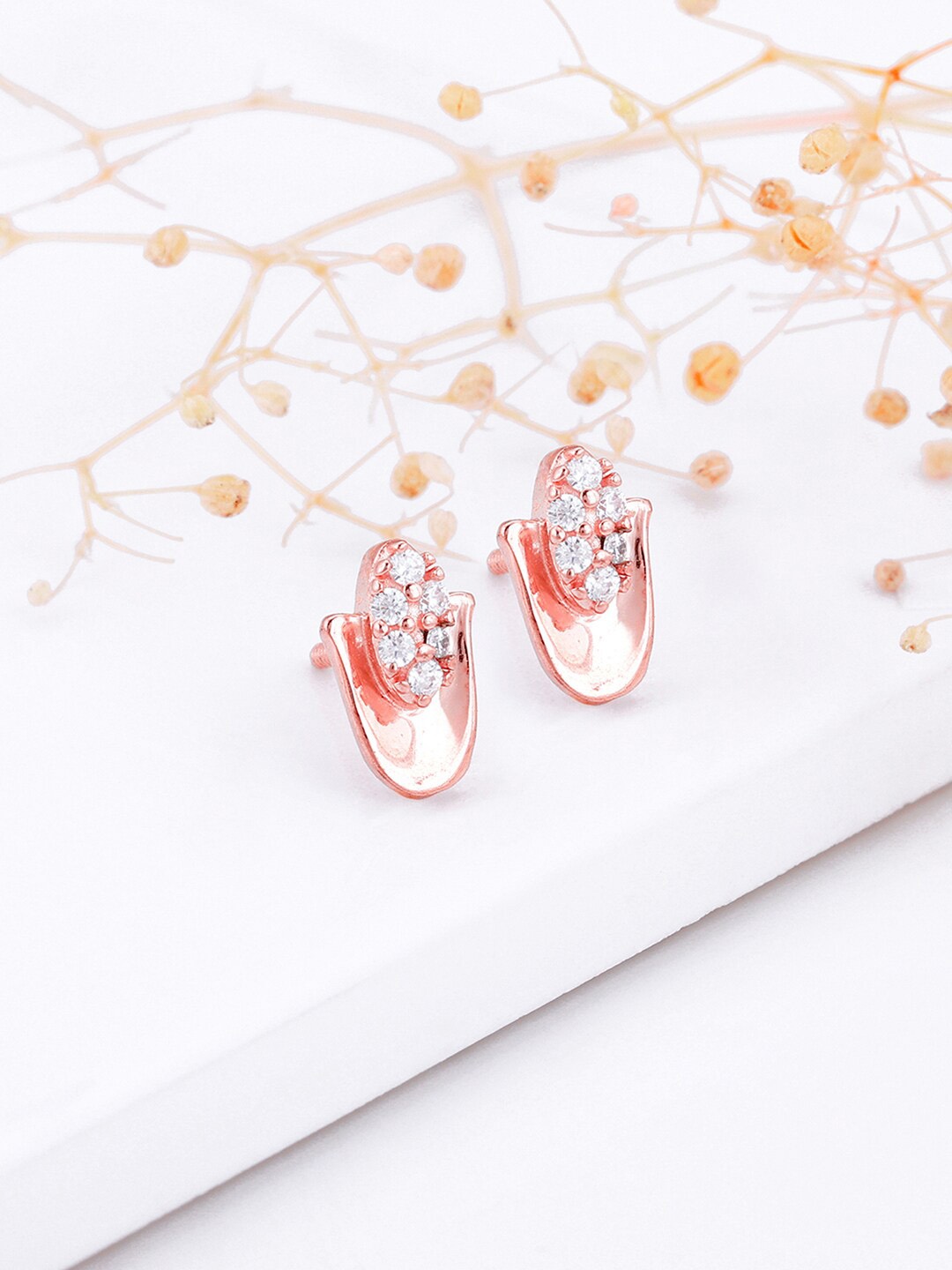 

GIVA 925 Sterling Silver Rose Gold Plated Zircon Studded Contemporary Studs