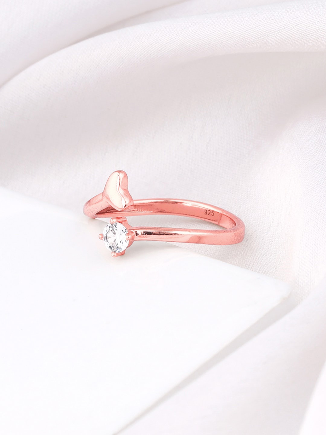 

GIVA Rose Gold-Plated CZ Studded Finger Ring