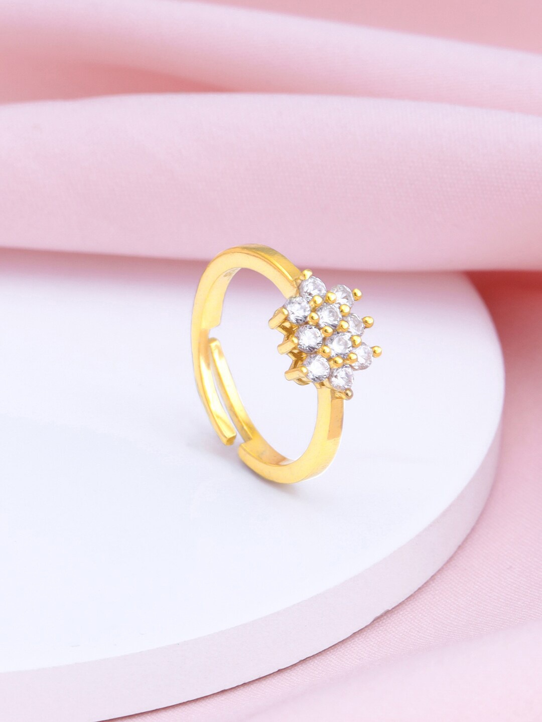 

GIVA Gold-Plated CZ Studded Finger Ring