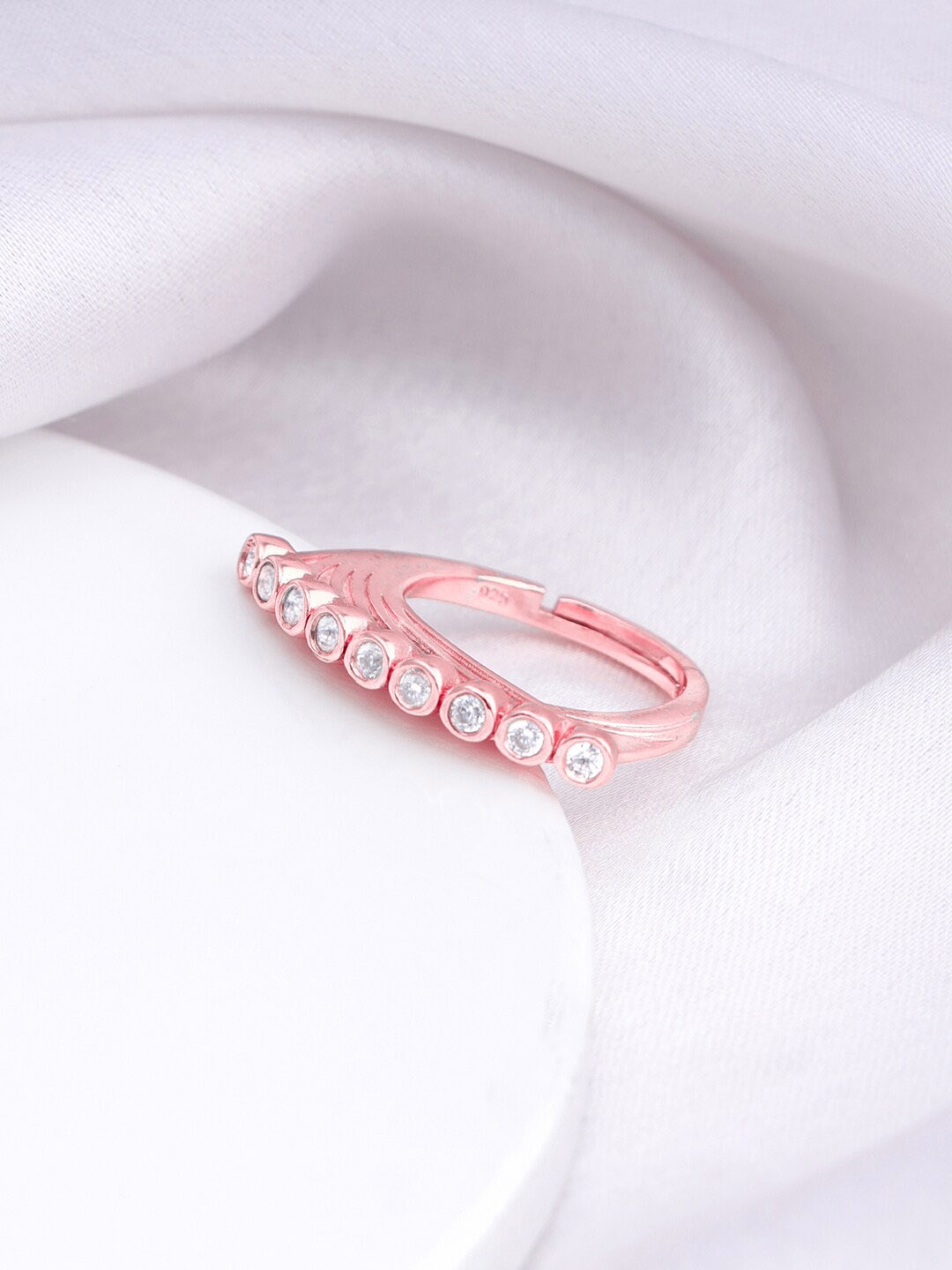 

GIVA Rose Gold-Plated CZ Studded Finger Ring