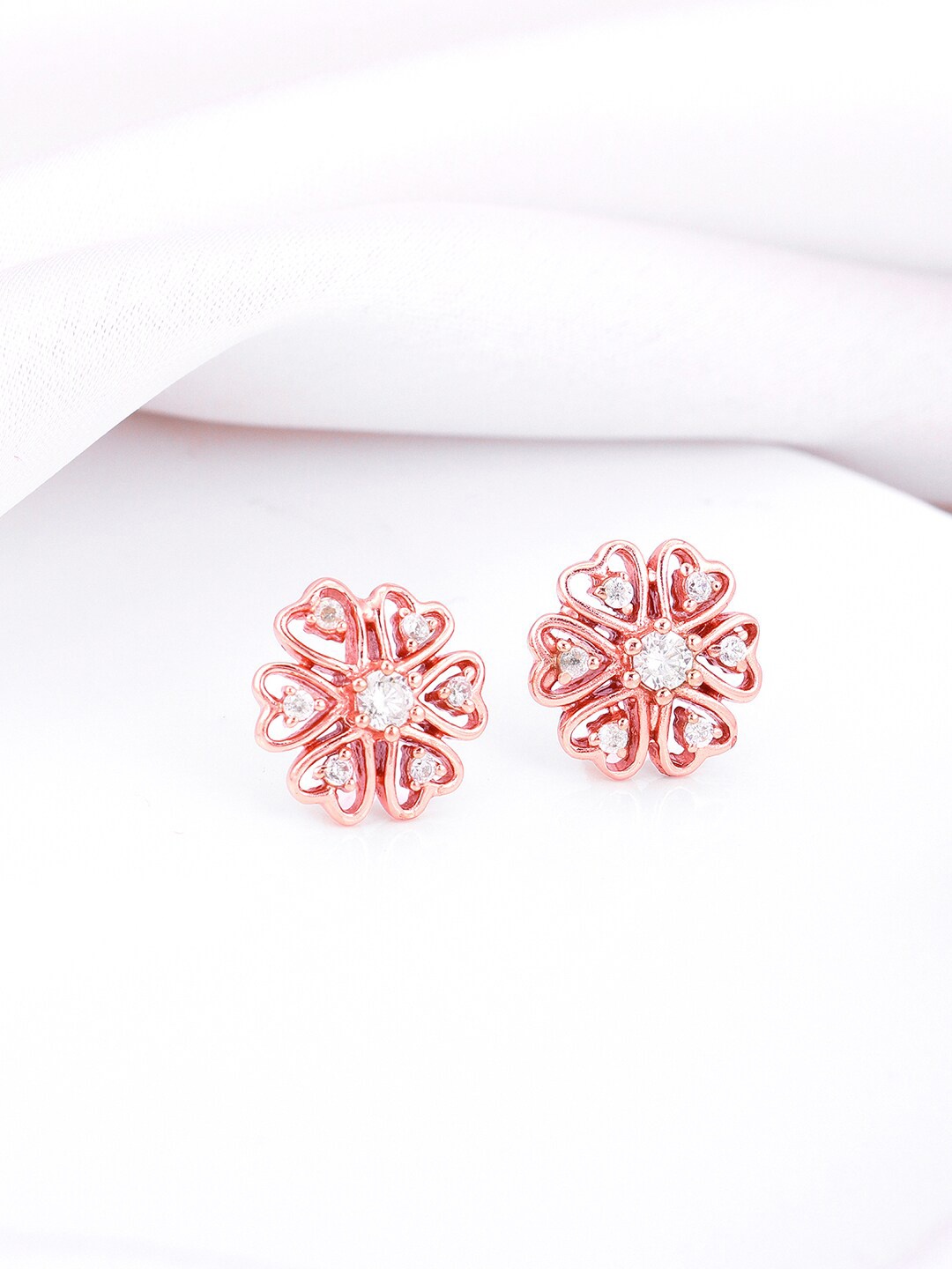 

GIVA 925 Sterling Silver Rose Gold Plated Zircon Studded Contemporary Studs