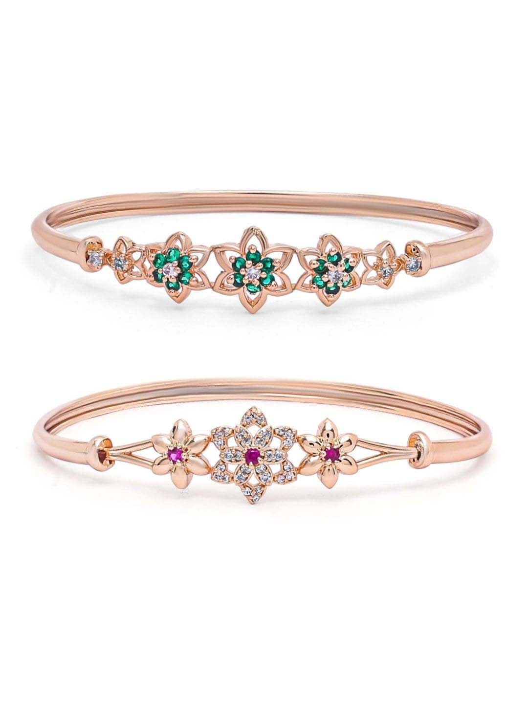 

I Jewels Women Set Of 2 Rose Gold-Plated Bangle-Style Bracelet