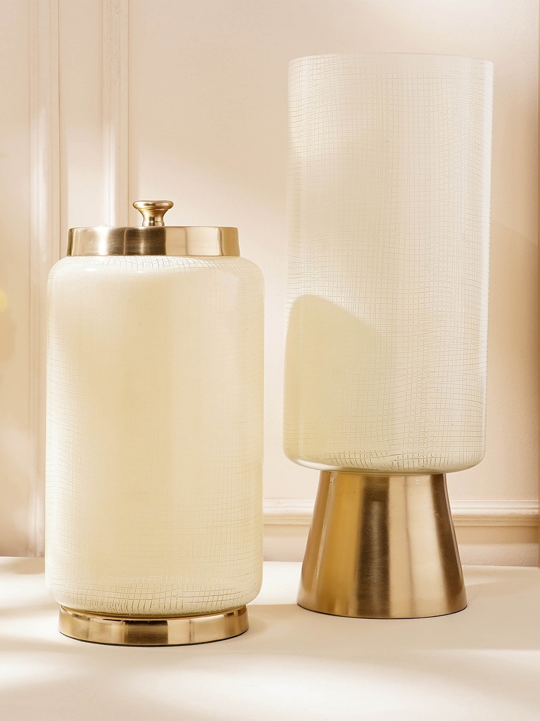 

Home Centre Eternity Vogue Beige Glass Vase, Gold