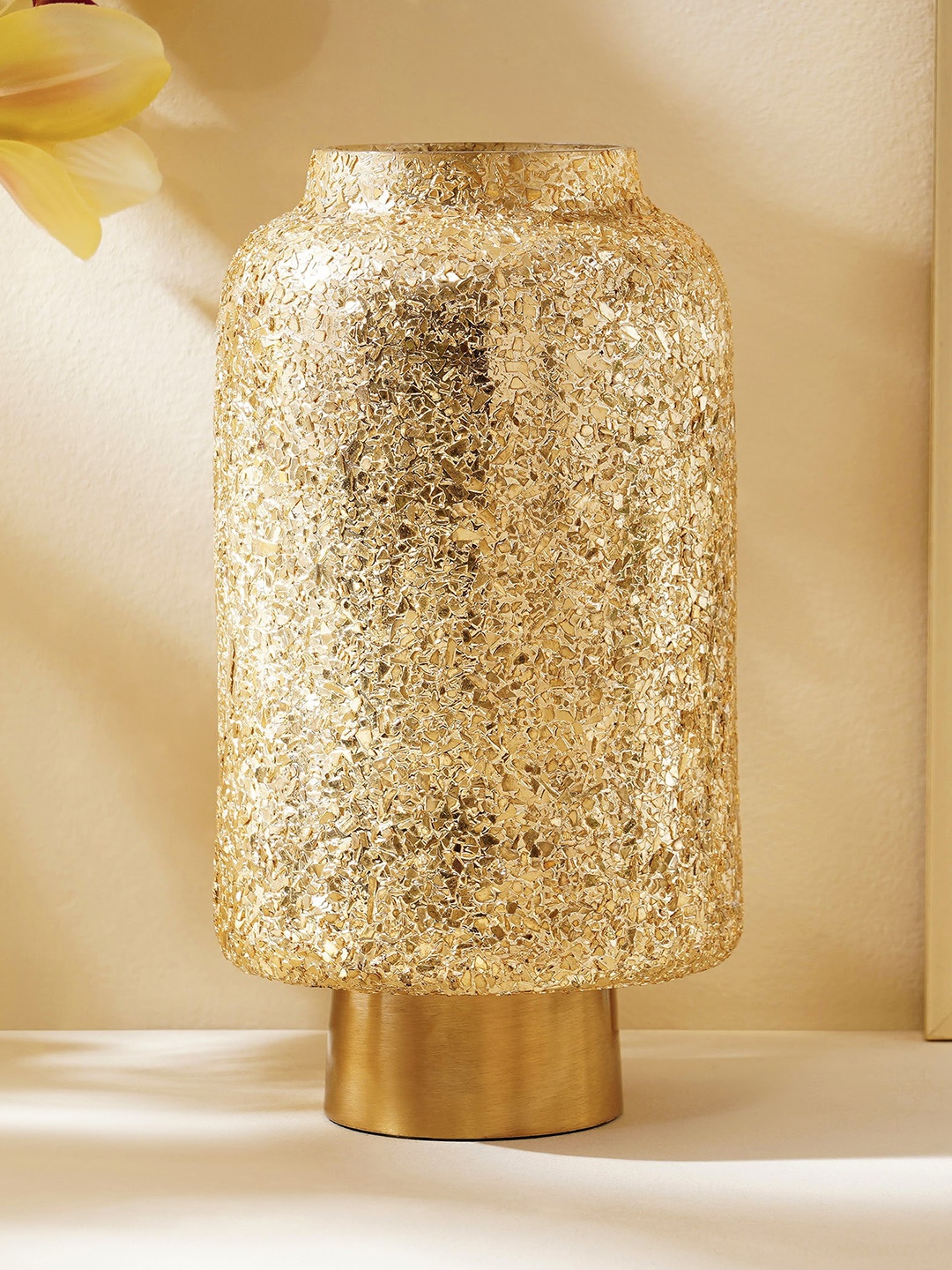 

Home Centre Festivora Gold Toned Textured Glass Vases