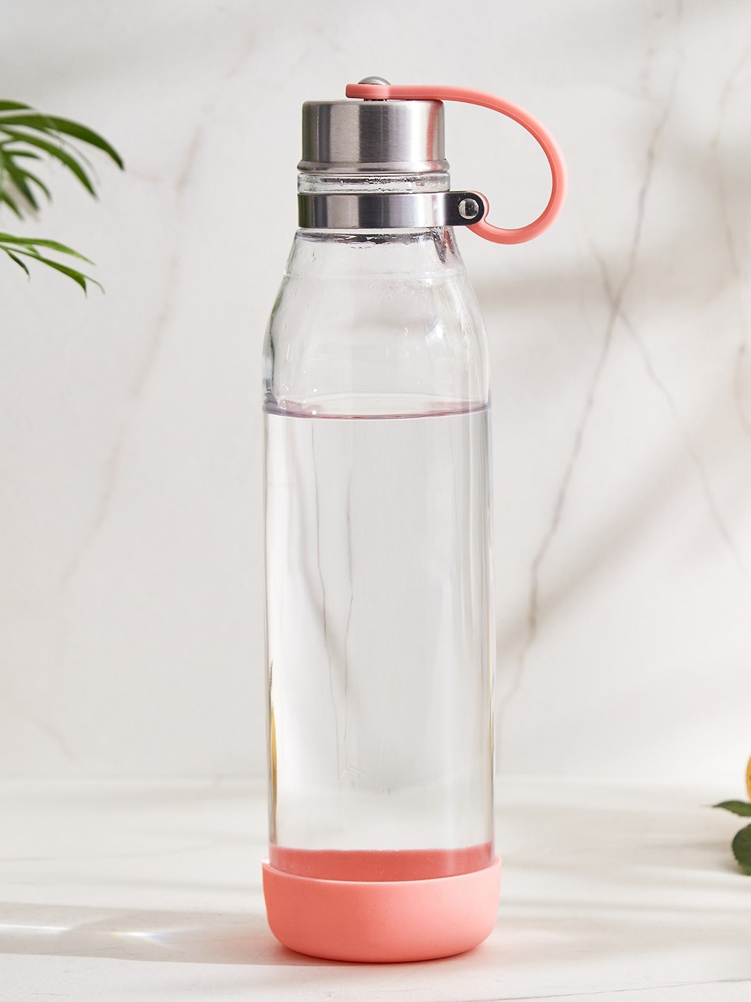 

Home Centre Atlantis Bowen Pink Glass Water Bottle with Pouch 650 ML