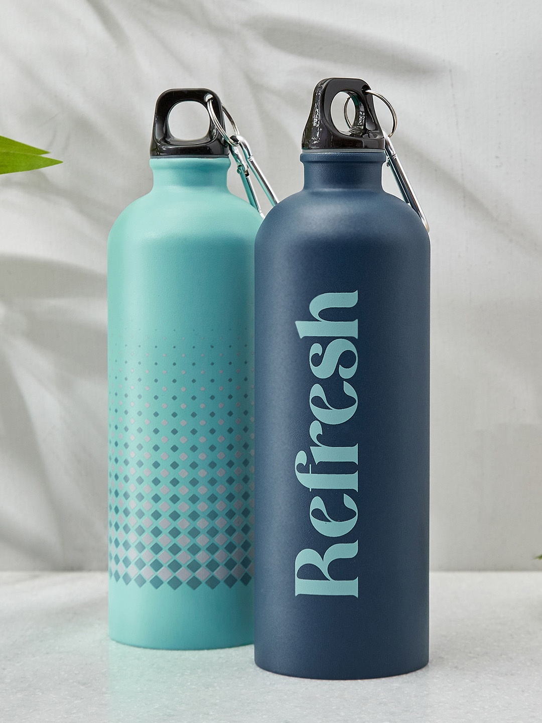 

Home Centre Aqualis Diama 2 Pcs Stainless Steel Water Bottles 750 ML Each, Blue