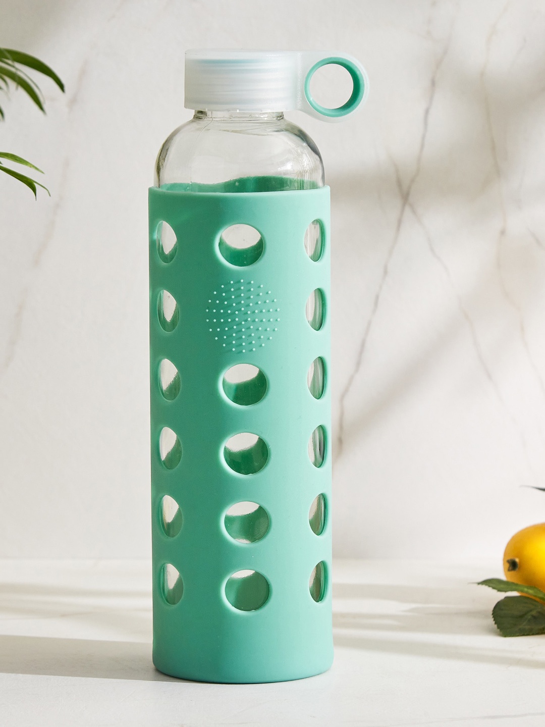 

Home Centre Atlantis Bowen Sea Green Glass Water Bottle with Pouch 600 ML