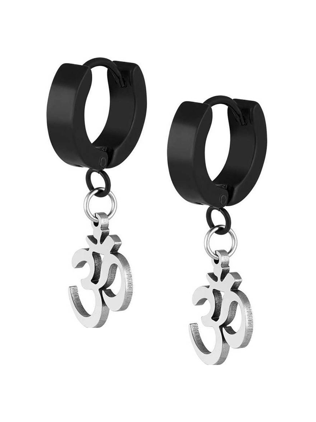 

VIEN Unisex Om Of Bali Plated Hoop Earrings, Black