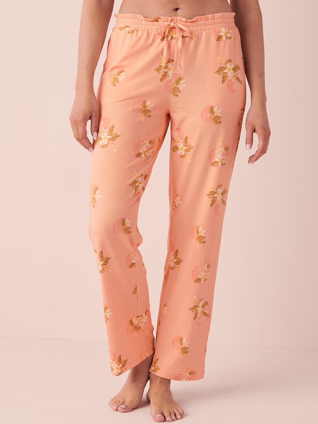 

La Vie en Rose Women Floral Printed Lounge Pants, Orange