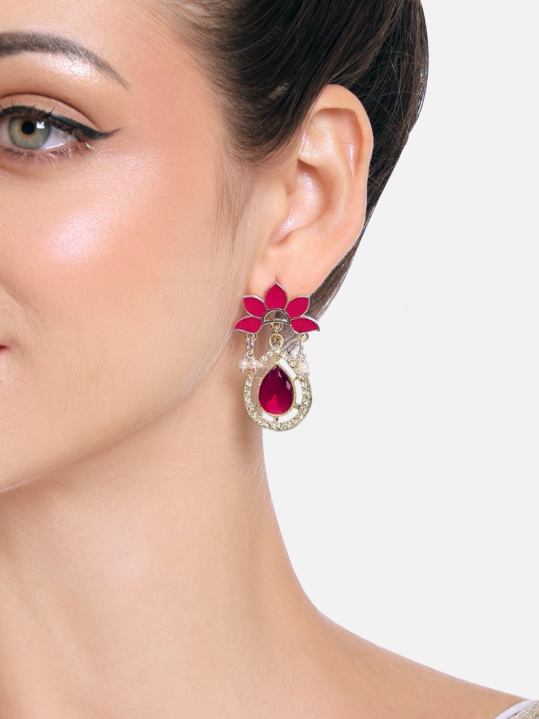 

Zaveri Pearls Gold-Plated Contemporary Drop Earrings