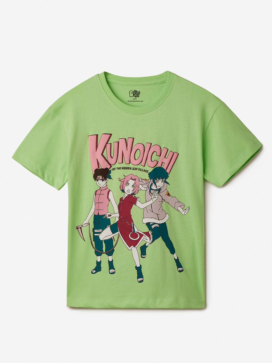 

The Souled Store Girls Typography Printed Naruto Pure Cotton T-shirt, Green
