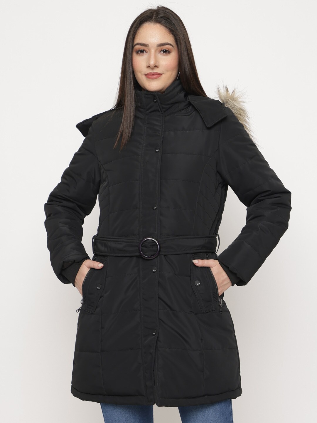 

Spirit Lightweight Longline Anti-Odour Parka with Faux Fur Trim Jacket, Black