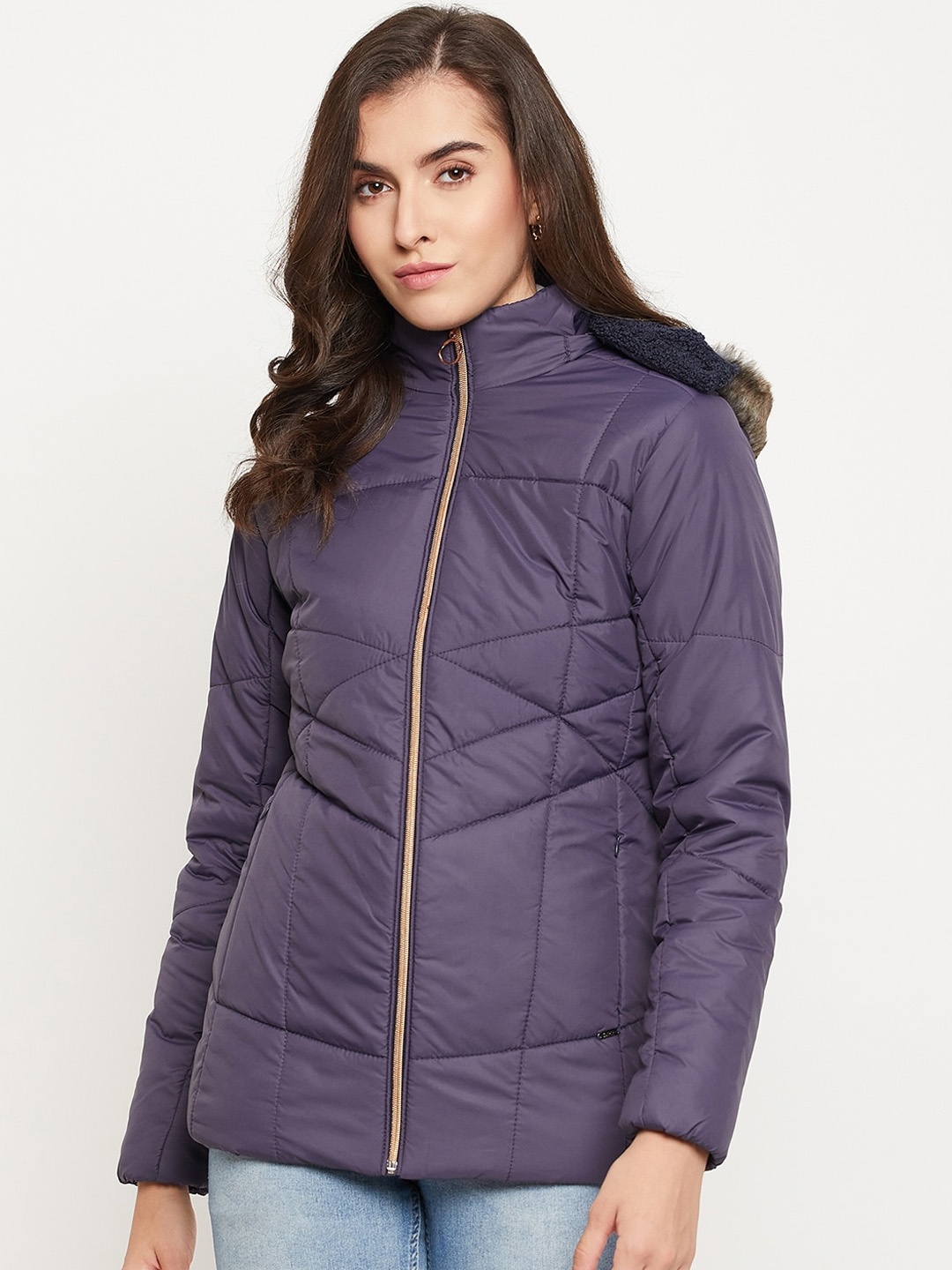 

Spirit Hooded Faux Fur Trim Lightweight Anti Odour Padded Jacket, Purple