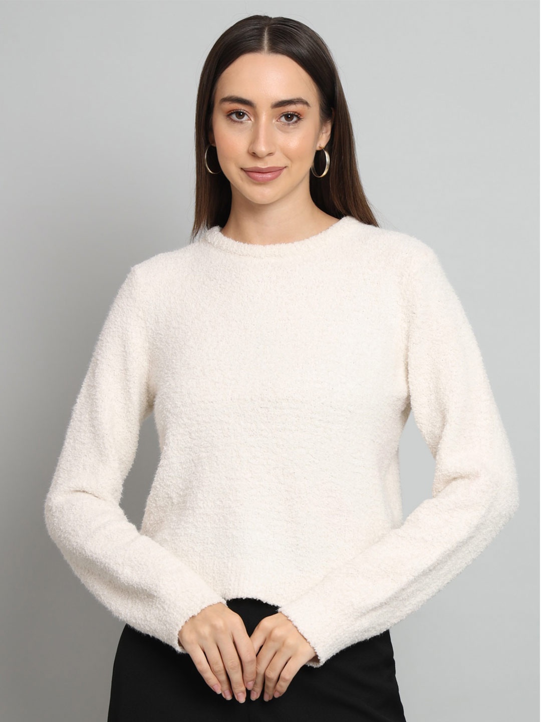 

BROOWL Boucle Woollen Pullover, White