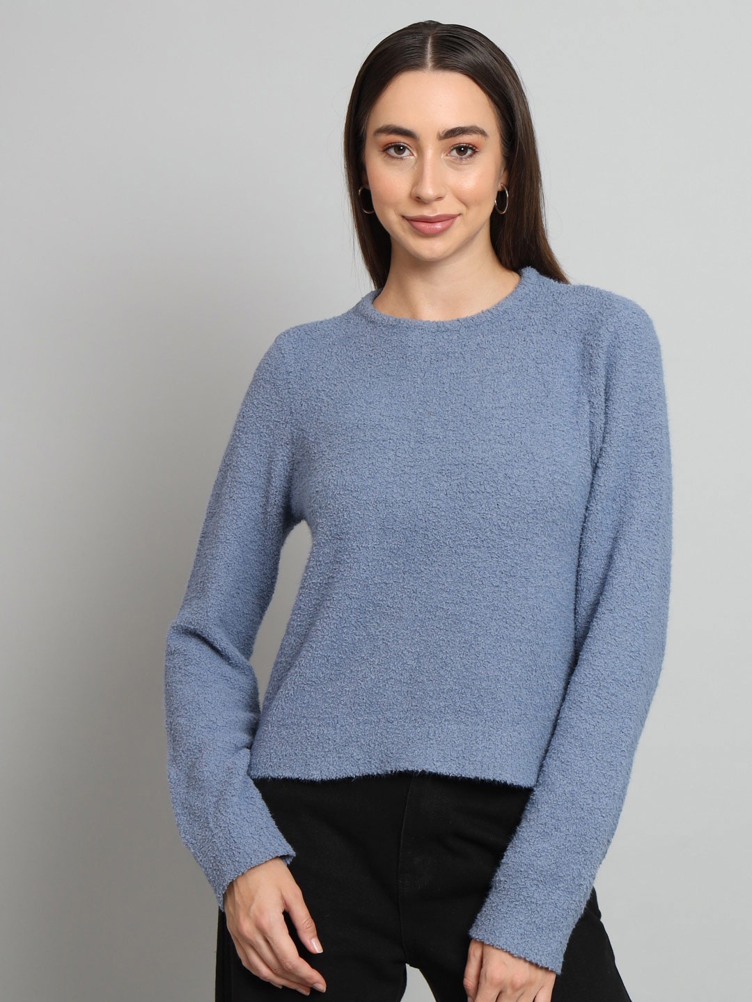 

BROOWL Boucle Woollen Pullover, Blue