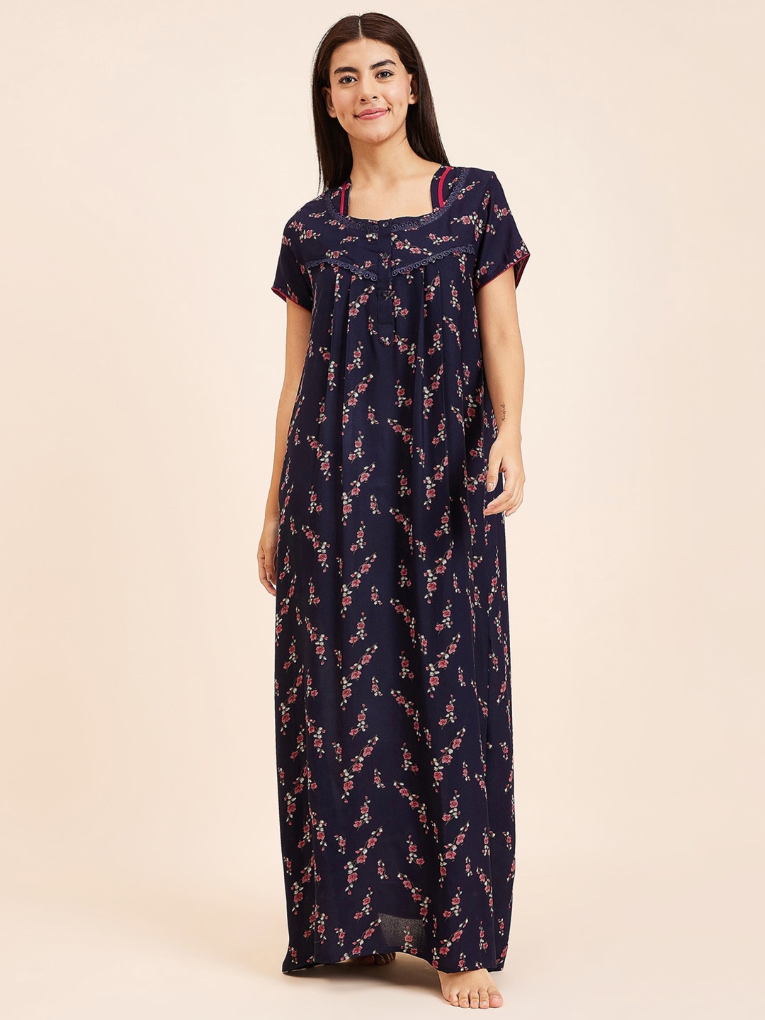 

Sweet Dreams Printed Pure Cotton Maxi Nightdress, Pink
