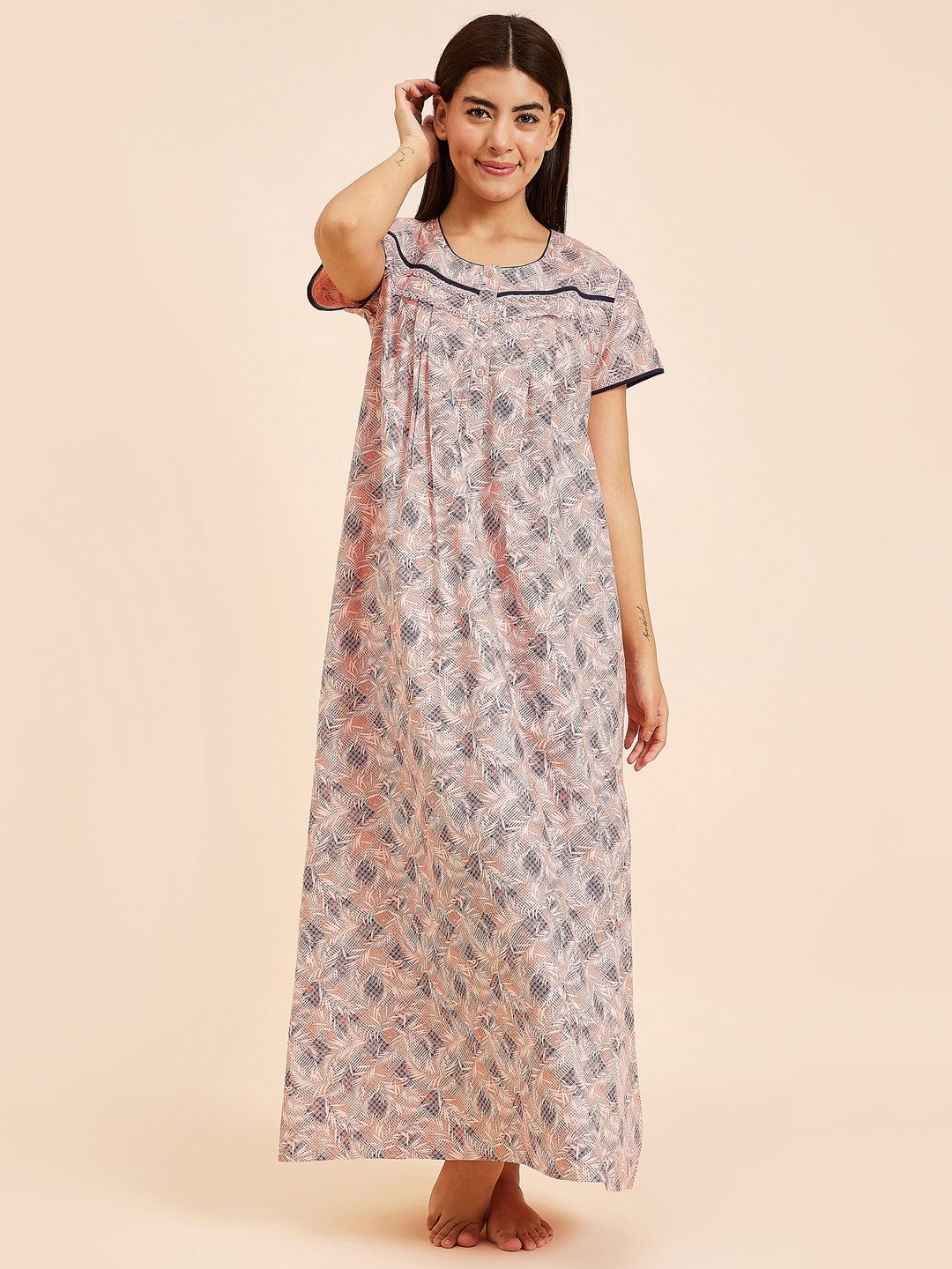 

Sweet Dreams Floral Printed Pure Cotton Maxi Nightdress, Orange