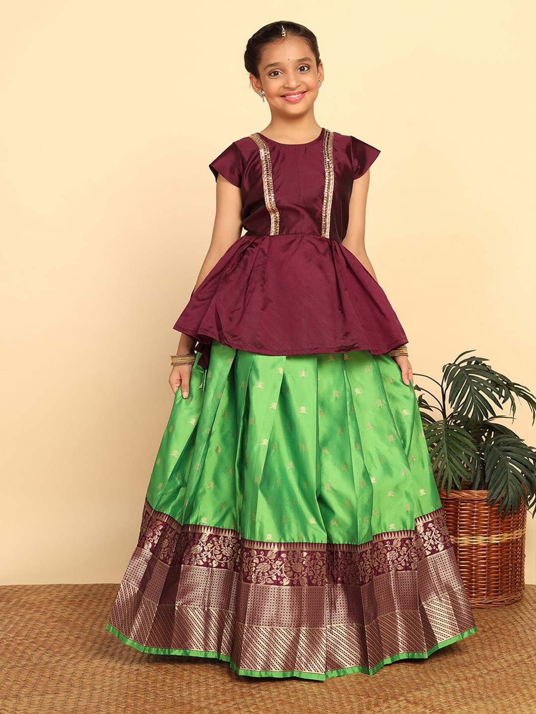 

FASHION DREAM Girls Embellished Ready to Wear Lehenga Choli, Violet