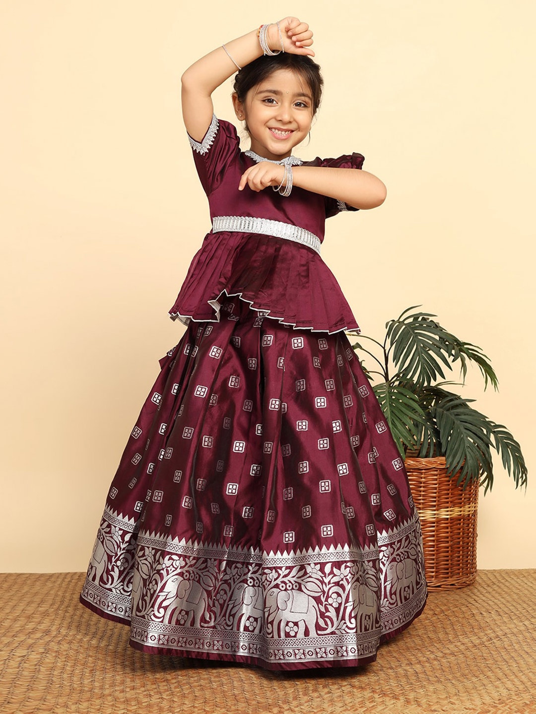 

FASHION DREAM Girls Embellished Ready to Wear Lehenga Choli, Violet